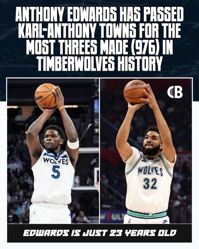 生涯第5年一数据登顶队史 爱德华兹化身肉装库里